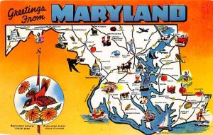 Greetings from Maryland USA Maps Unused 