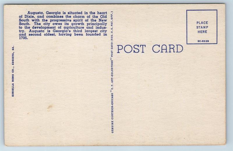 Postcard GA Augusta Lake Olmstead Vintage Linen N14