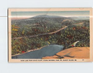 Postcard Echo Lake from Beach Bluff Acadia National Park Mt. Desert Island Maine