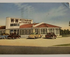 St Petersburg Florida W&W Restaurant & Fountain 1949 Pasadena Ave Postcard   464