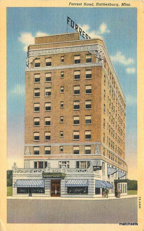 1940s Forest Hotel Hattiesburg Mississippi linen Teich postcard 10937