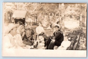 Birch Bay Washington WA Postcard RPPC Photo Birthday Picnic c1910's Antique