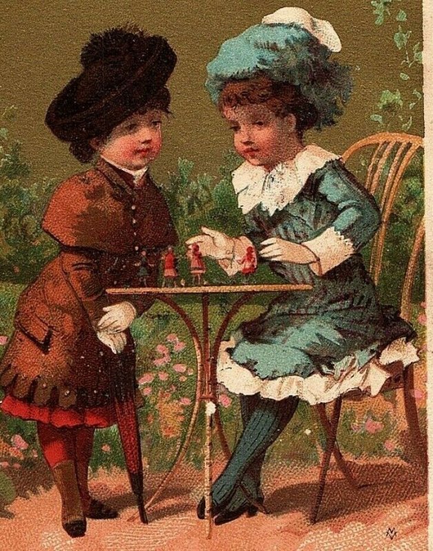 Trade Victorian Card Little Women Fashion A Winters Toys & Fancy Goods Phila PA 