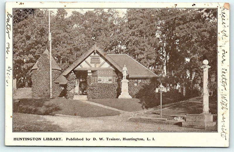 Postcard NY LI Long Island Huntington Public Library 1905 View #9  F11