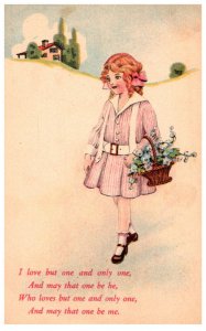 Valentine  Girl with basket, walking
