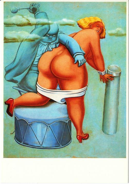 The Tone Makes the Music by Chris van Geest Nude Spanking Art Postcard