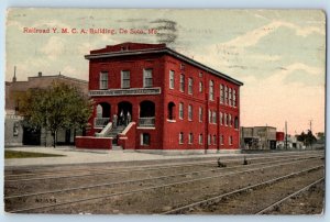 De Soto Missouri Postcard Railroad YMCA Building Exterior c1940 Vintage Antique