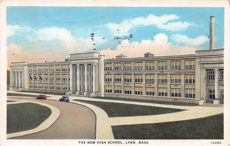 The New High School, Lynn, Massachusetts, Early Postcard, used in 1933