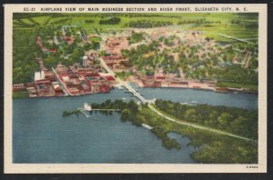 North Carolina colour Airplane View Business Section Elizabeth City, N.C unused