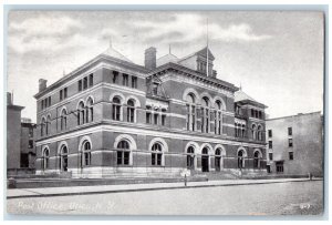 1909 Post Office Black & White Roadside View Utica New York NY Vintage Postcard