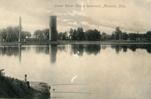 C.1900 Man Fishing Lower Water Works Reservoir Norwalk, Ohio Unused Postcard P19