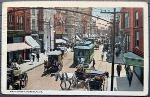 Vintage Postcard 1916 Main Street Shopping District Norfolk VA