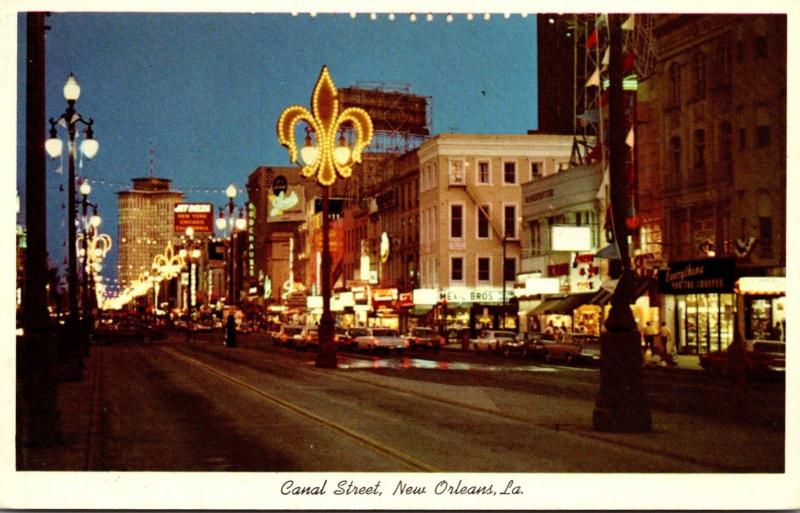 Louisiana New Orleans Canal Street At Night