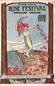 '14, Grand Annual Rose Festival, Portland Oregon Poster Art,Old Postcard