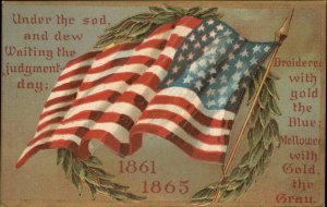 Civil War Patriotic Waving American Flag c1910 Embossed Postcard