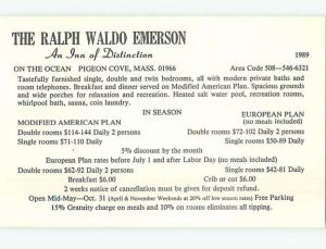 1989 artist signed RALPH WALDO EMERSON INN Rockport Massachusetts MA hs8844