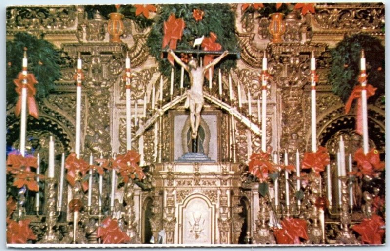 Postcard - Old Spanish altar, Serra Chapel - Mission San Juan Capistrano, CA