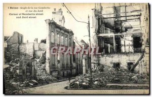 Old Postcard Reims Gambette From the angle of the street and Jard Army