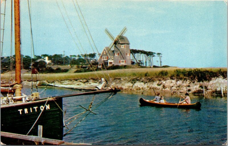 Wind Mill Old Mill Point Cape Cod West Harwich Massachusetts MA VTG Postcard UNP