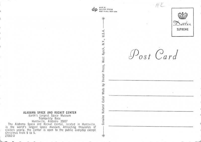 Alabama space and rocket Center Space Unused 