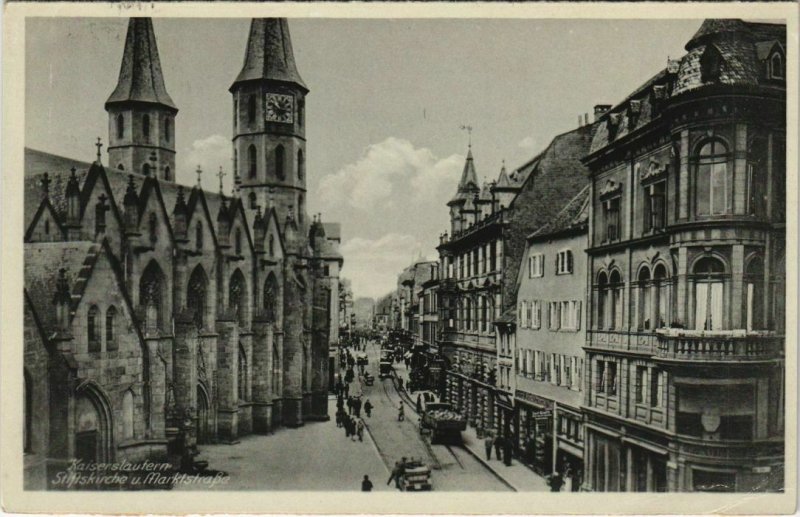 CPA AK Kaiserlautern Stiftskirche u. Marktstrasse GERMANY (1127767)