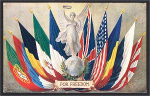 World War I Flags For Freedom Allied In Honour Tuck Oilette Patriotic Postcard 2