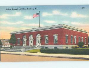 Unused Linen POST OFFICE SCENE Sunbury Pennsylvania PA hs1081-16
