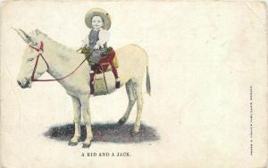 A Kid and a Jack donkey early postcard