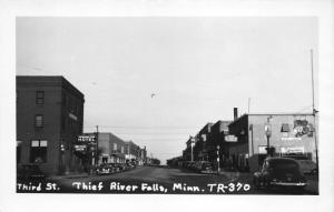 Thief River Falls Minnesota~Third Street~Bridgemon Milk~Phillips 66~1950s RPPC