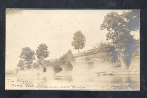 RPPC PERU INDIANA MISSISSENEWA RIVER 1906 VINTAGE REAL PHOTO POSTCARD