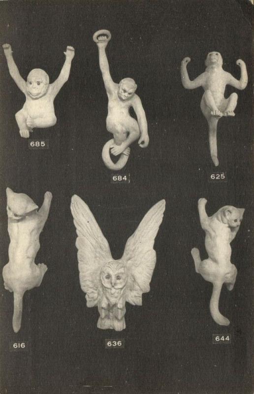 france, DIVES-SUR-MER, Poterie de Normandie, Pottery, Ape Monkey Owl Cat (1910s)