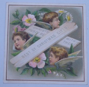 De La Rue 191 Children Angels Flowers Daisies Victorian Christmas Greeting Card