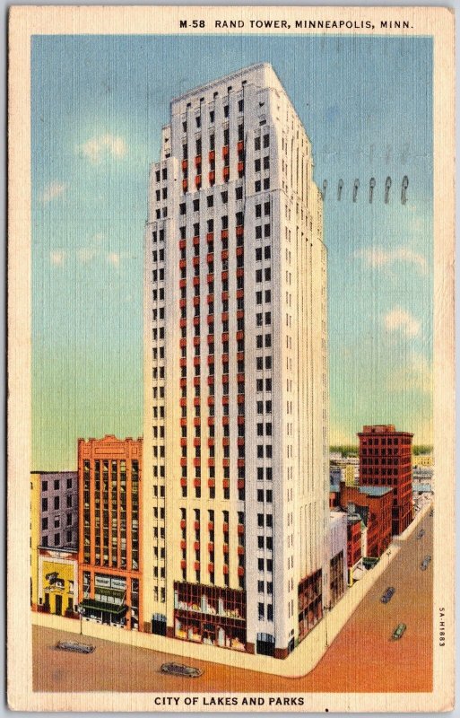 1946 Rand Tower Minneapolis Minnesota MN City of Lakes and Peaks Posted Postcard