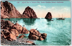 c1910s South Catalina Island, CA North End Avalon Bay Boat Postcard Cali Cal A90
