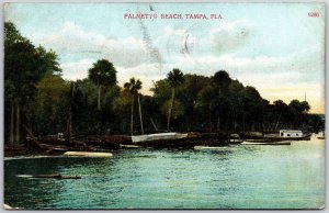 1908 Palmetto Beach Tampa Florida Boating Canoeing Water Sports Posted Postcard