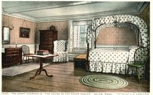 Vintage Postcard 1920's Great Chamber In House of Seven Gables Salem Mass. MA