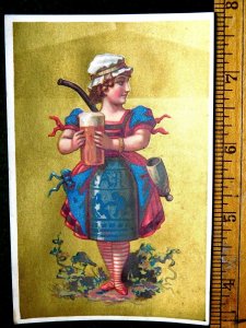 1870s-80s Lovely Lady With Beer Bottle Body Dress Mug Giant Smoking Pipe Card F6