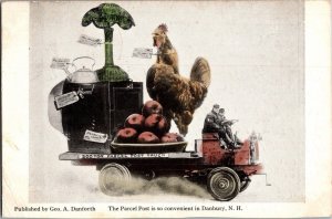Vintage Postcard Exaggerated Parcel Delivery Truck Danbury New Hampshire KJ9