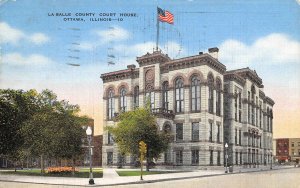La Salle County Court House Ottawa Illinois 1945 linen postcard