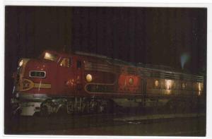 Santa Fe 84 Streamliner Railroad Train Denver Colorado at night postcard