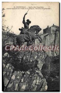 Old Postcard Grenoble Jardin Des Dauphins Equestrian Statue Of Philis Of Charce