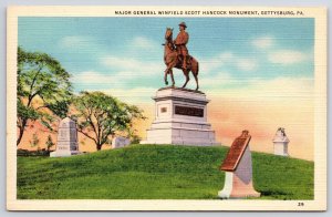 Major General Winfield Scott Hancock Monument Gettysburg Pennsylvania Postcard