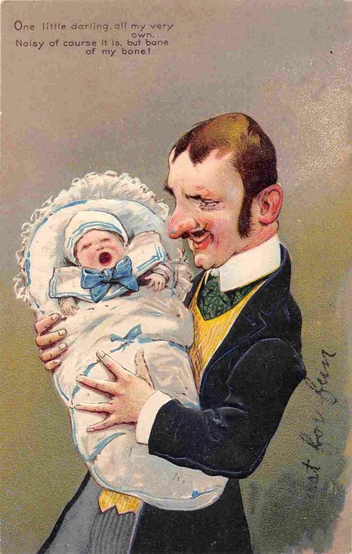 Father & Baby Noisy But Bone of My Bone PFB 1906 postcard