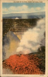 Honolulu Hawaii Cancel Hawaii Nat Park Kilauea Volcano c1956 Vintage Postcard