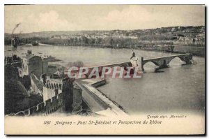 Old Postcard Avignon Pont St Benezet and Perspective Rhone