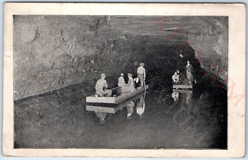 c1920s Mammoth Cave, KY Tour Underground River Boat Spelunking Fun Postcard A170