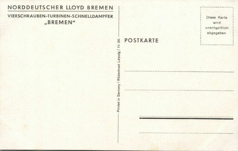 Norddeutscher Lloyd Bremen Steamer Bremen (1930s)