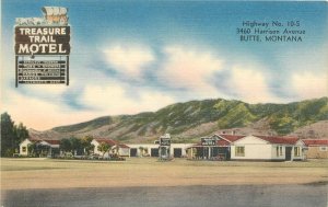 Postcard Montana Butte Treasure Trail Motel 1940s occupation roadside 23-10744