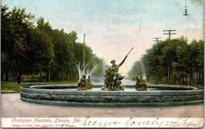 Vtg Lincoln Nebraska NE Thompson Fountain 1907 Old View Postcard