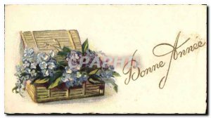 Old Postcard Happy New Year Flowers